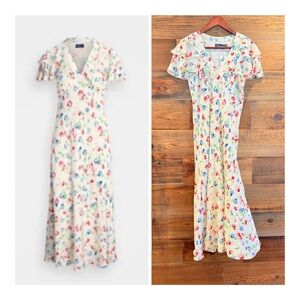 Polo Ralph Lauren Nimes Crepe Mulbery SILK Floral Maxi Dress